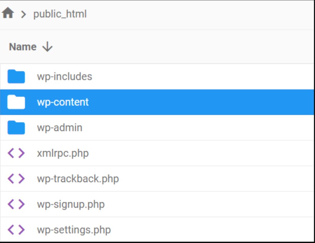 Der Ordner wp-content im Dateimanager