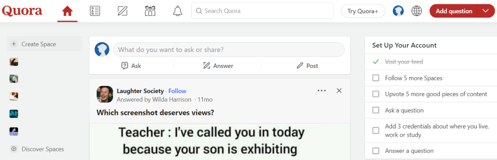 Quora Homepage