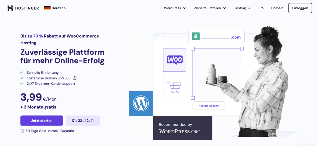 Hostinger WooCommerce Hosting Homepage