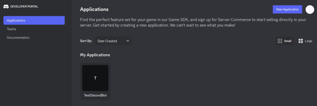Discord Development Portal-Application Management-Seite
