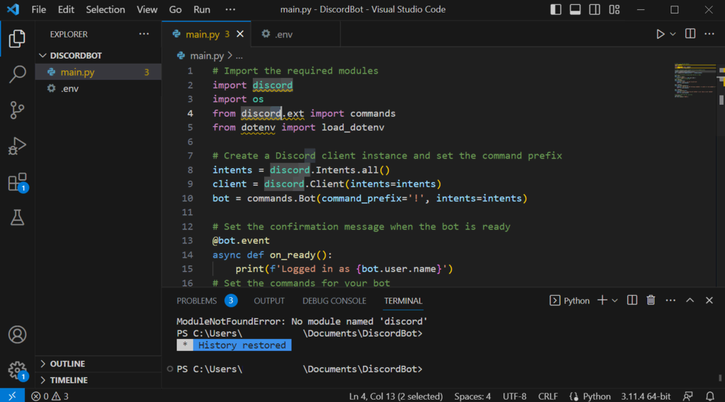 Visual Studio Code Benutzeroberfläche
