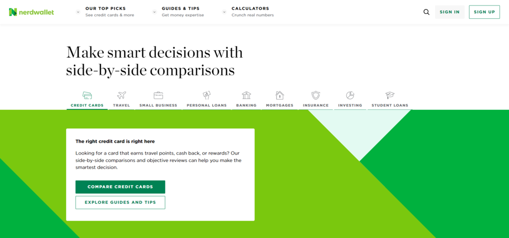 Nerdwallet Homepage
