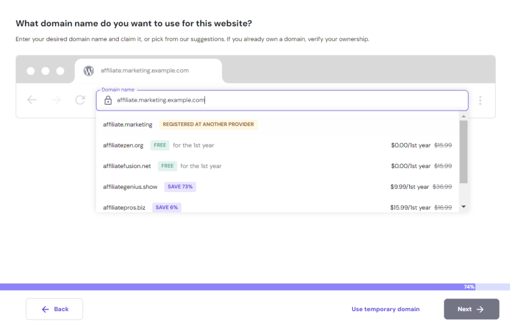 Hostinger Onboarding Domain verbinden
