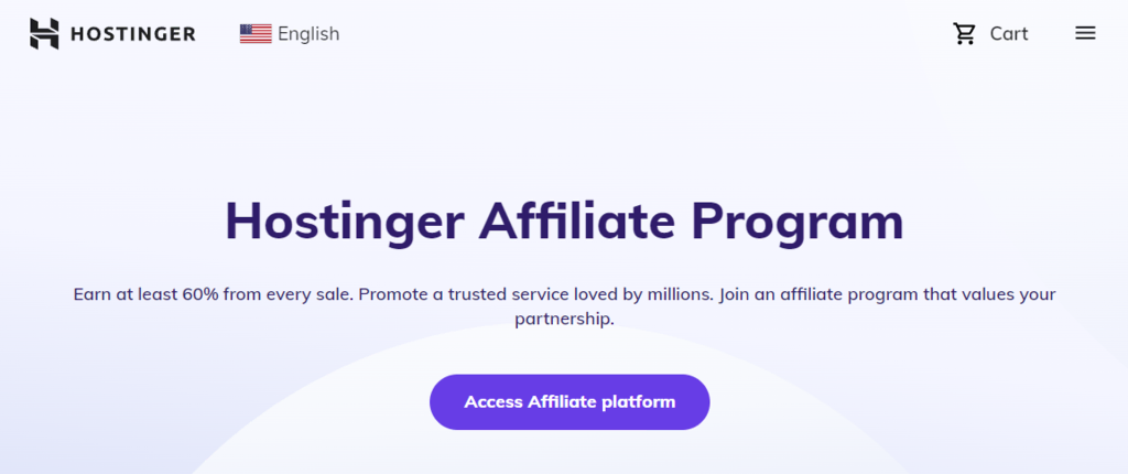 Hostinger Affiliate-Programm Landing-Page
