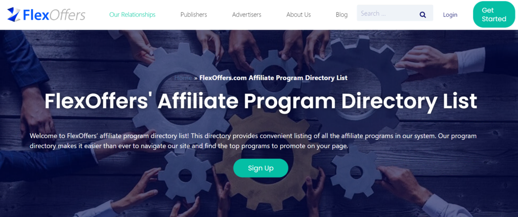 FlexOffers Affiliate-Programm Landing-Page
