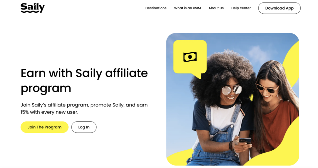 Saily Affiliate-Programm Landing-Page
